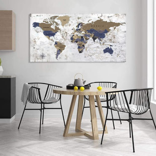 Map Of The World Framed On Canvas Print 